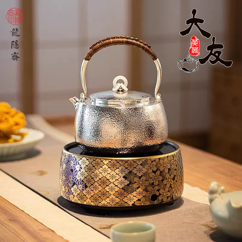 台湾龙隐斋电陶炉好多鱼系列家用小型静音烧水壶铁银壶专用煮茶炉