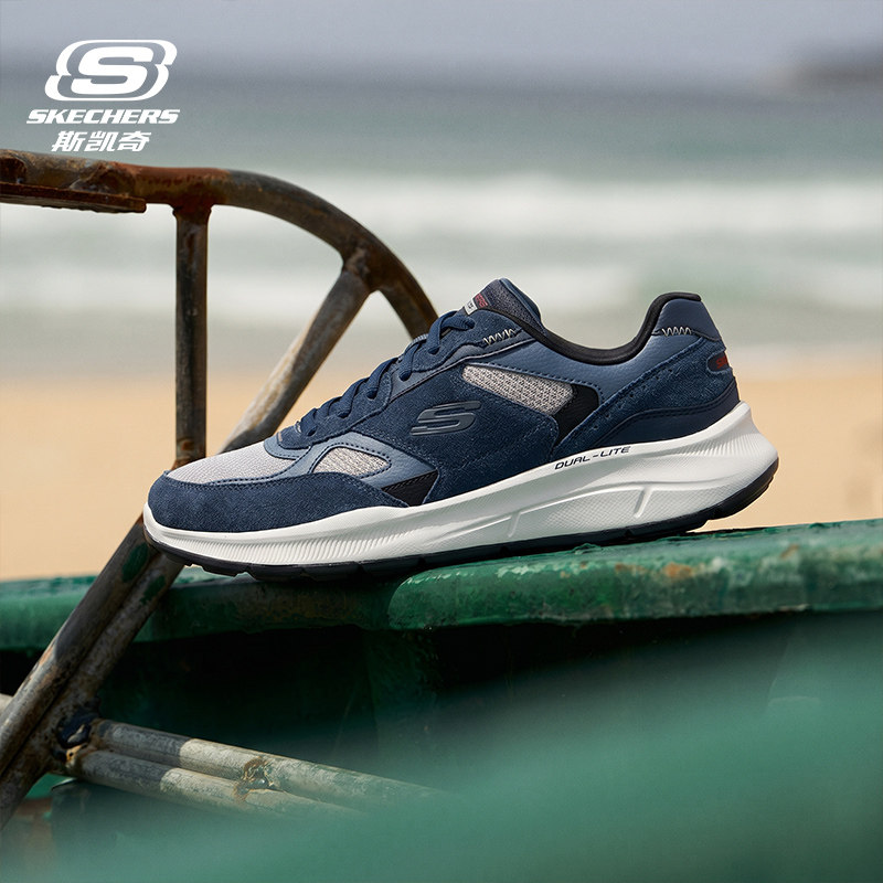 skechers斯凯奇运动鞋男鞋网面透气鞋子官方正品跑步鞋男款休闲鞋