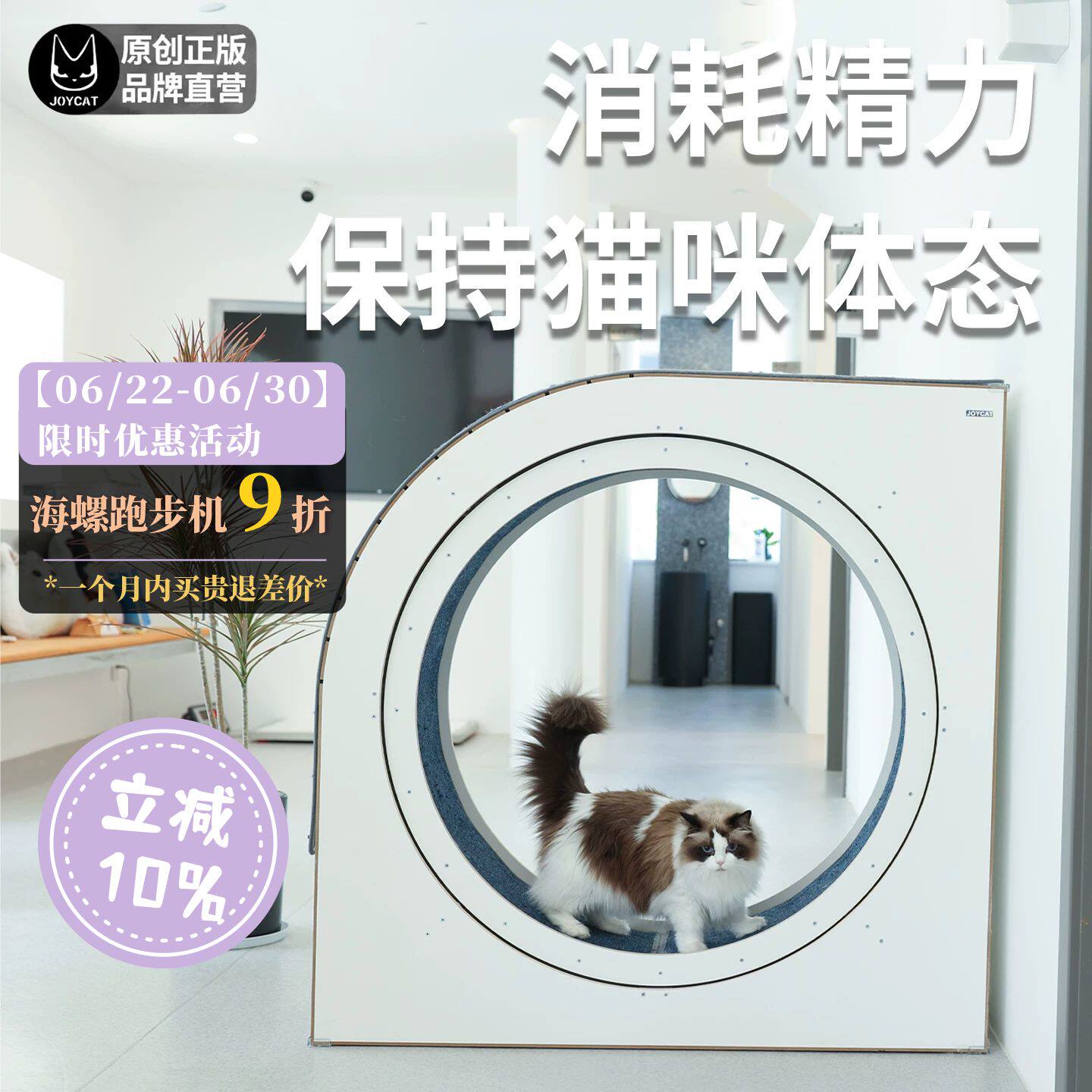 JoyCat猫咪跑步机网红实木多层板宠物滚轮安静运动跑轮猫爬架