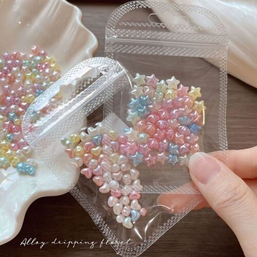 新款珠光糖果色星星爱心美甲饰品马卡龙幻彩树脂钻指甲配饰钻混装