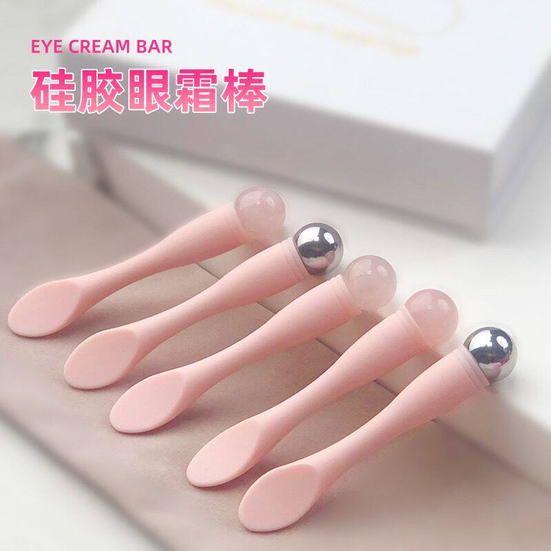 脸部玉石眼霜棒硅胶面霜勺护肤挑棒学生通用眼霜勺按摩去眼袋化妆