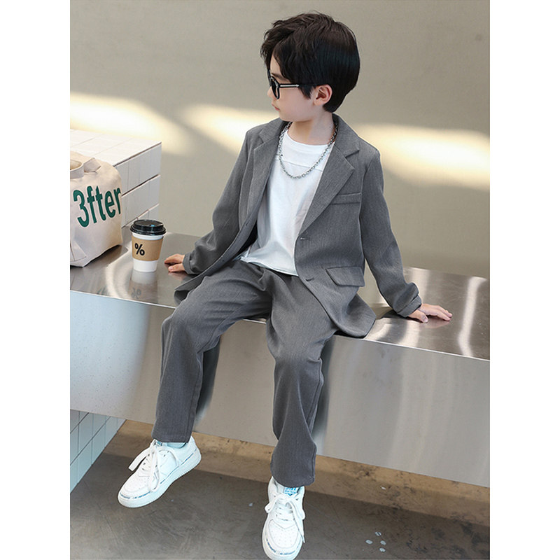 韩国Uamtor男童西装套装春秋新款休闲西服帅气花童中大童韩版礼服