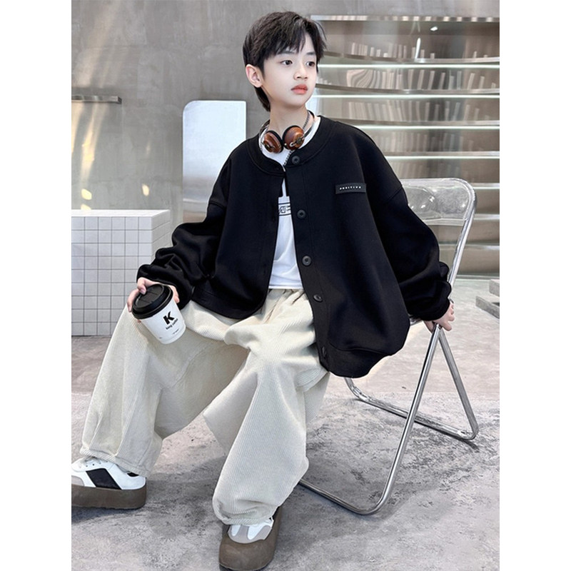 韩国Uamtor男童帅气套装春秋2025新款时髦中大童潮牌外套韩版穿搭