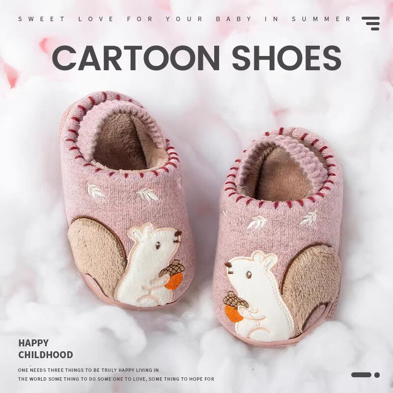 英国DHWA宝宝棉拖鞋2025新款秋冬季女童休闲卡通防滑室内家居拖鞋