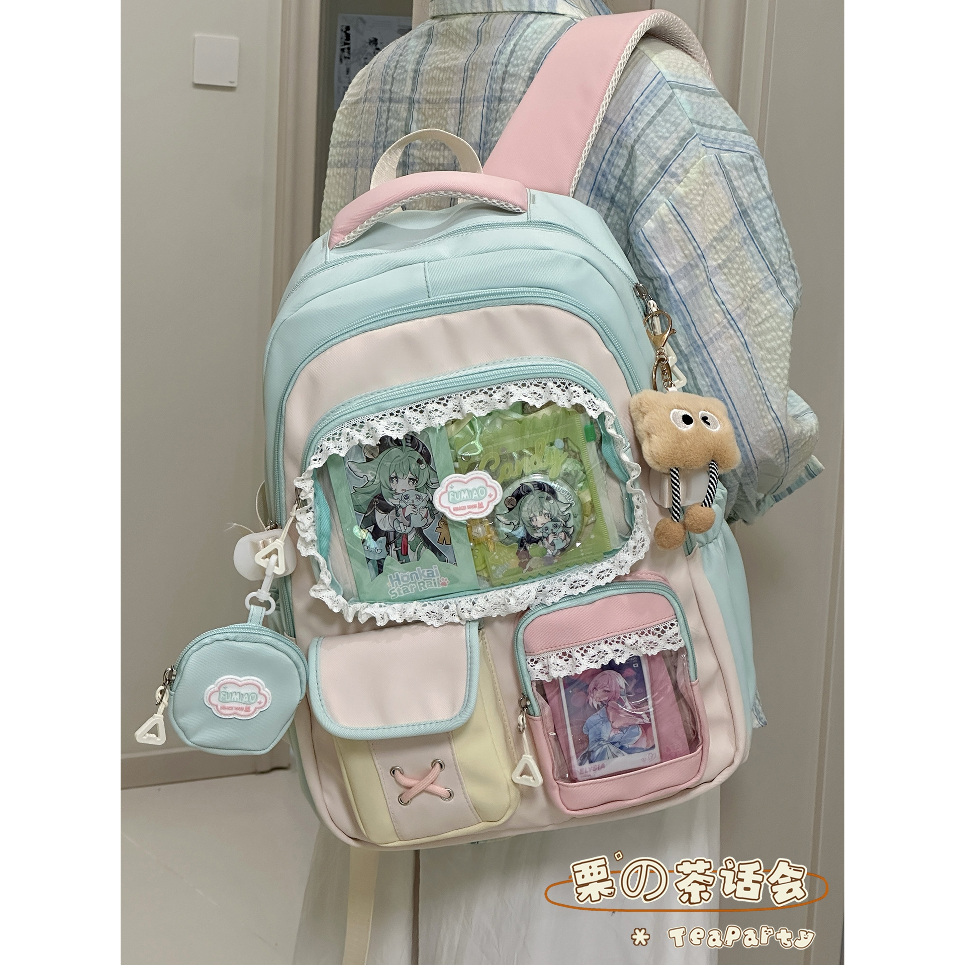 高颜值ins学院背包 初中女生高中学生书包女可爱大容量痛包双肩包
