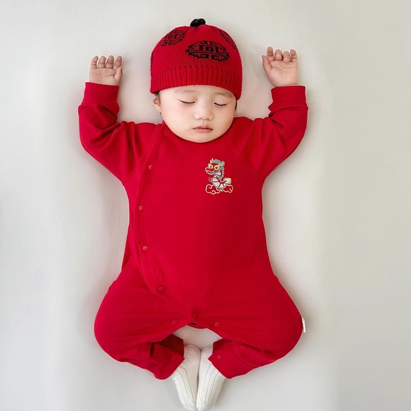 意大利风TTIT婴儿连体衣纯棉宝衣秋冬装满月周岁新年新生儿衣服