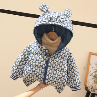 英国DHWA宝宝羽绒棉服男宝冬装婴儿衣服羽绒外套洋气儿童轻薄棉袄