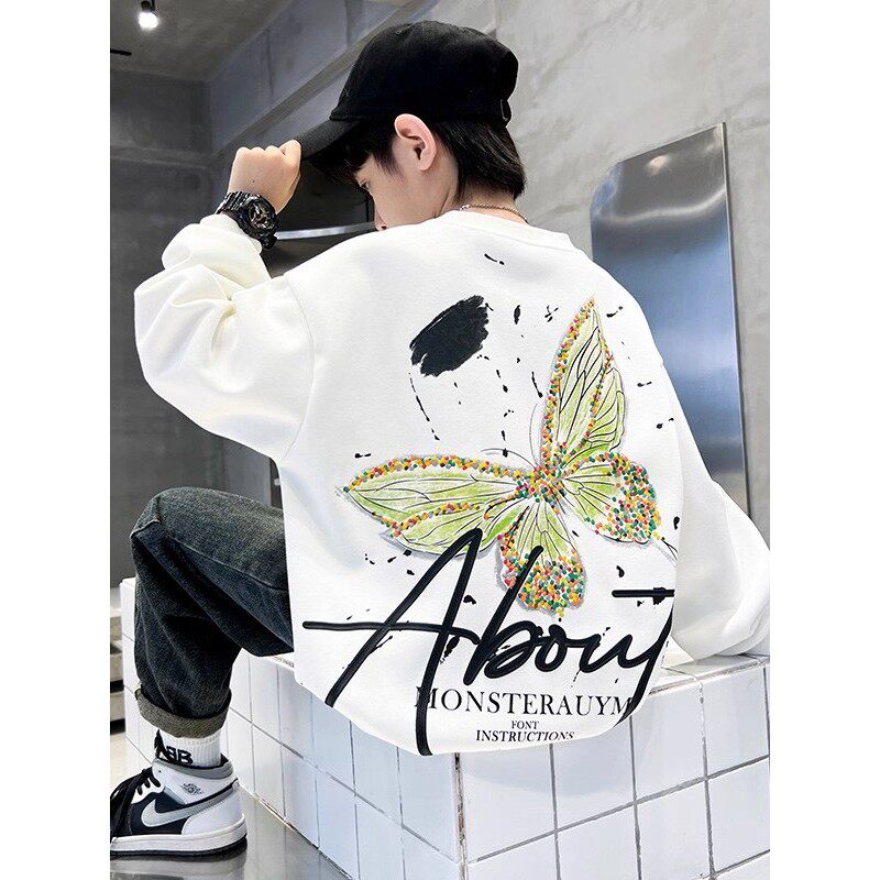 法国BERYDIA男童秋冬2025新款卫衣中大童加绒加厚圆领秋冬季上衣