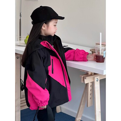 韩国Uamtor冲锋衣女童三合一可拆卸秋装2025新款儿童韩版防风外套