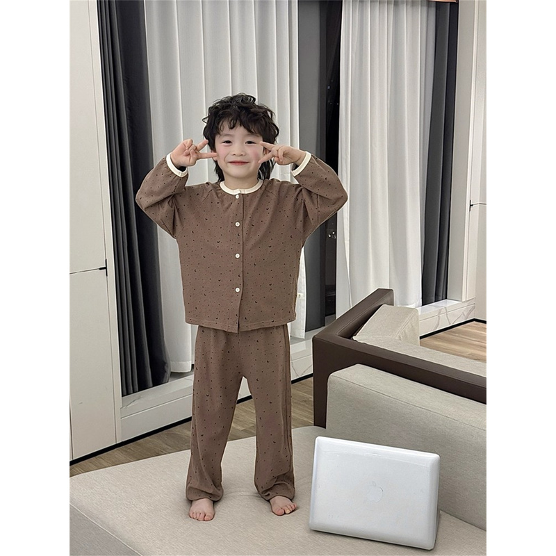 韩国Uamtor男童睡衣韩版套装2025新款春秋男童纯棉长袖家居服