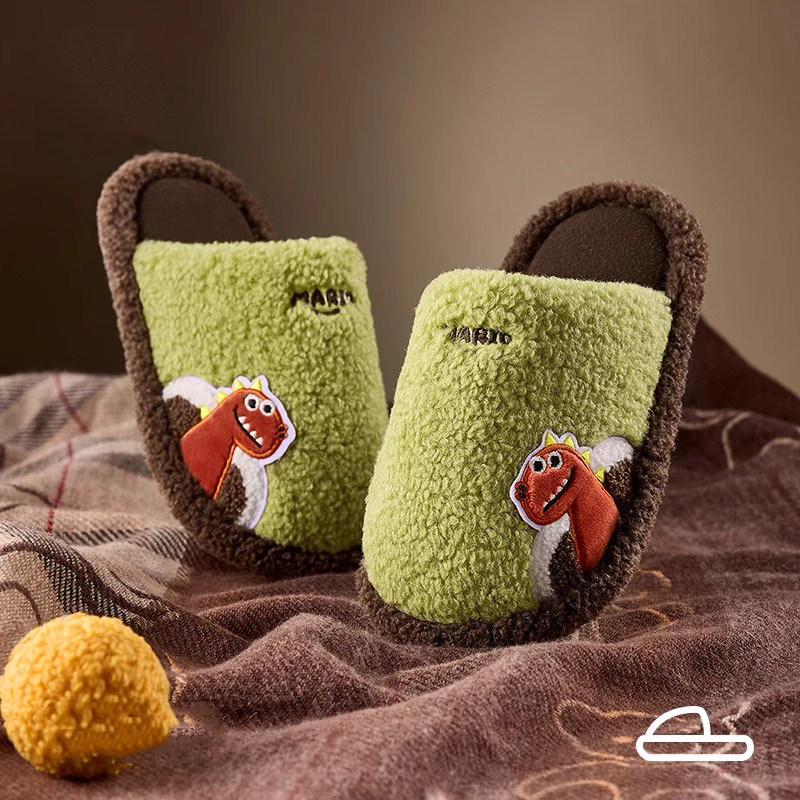 英国DHWA男童棉拖鞋秋冬季保暖居家新款半包跟室内拖鞋家居鞋可爱