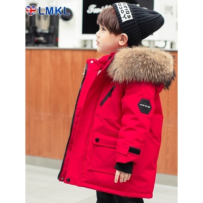 英国LMKL儿童羽绒服2025新款中长款男中童中长款洋气加厚冬装外套
