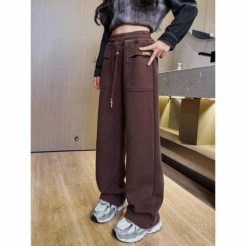 韩国Uamtor女童休闲裤秋季新款儿童洋气宽松窄版直筒时髦阔腿卫裤