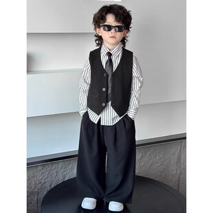 韩国Uamtor男童西装潮帅气时髦春秋新款英伦风主持人演出马夹套装