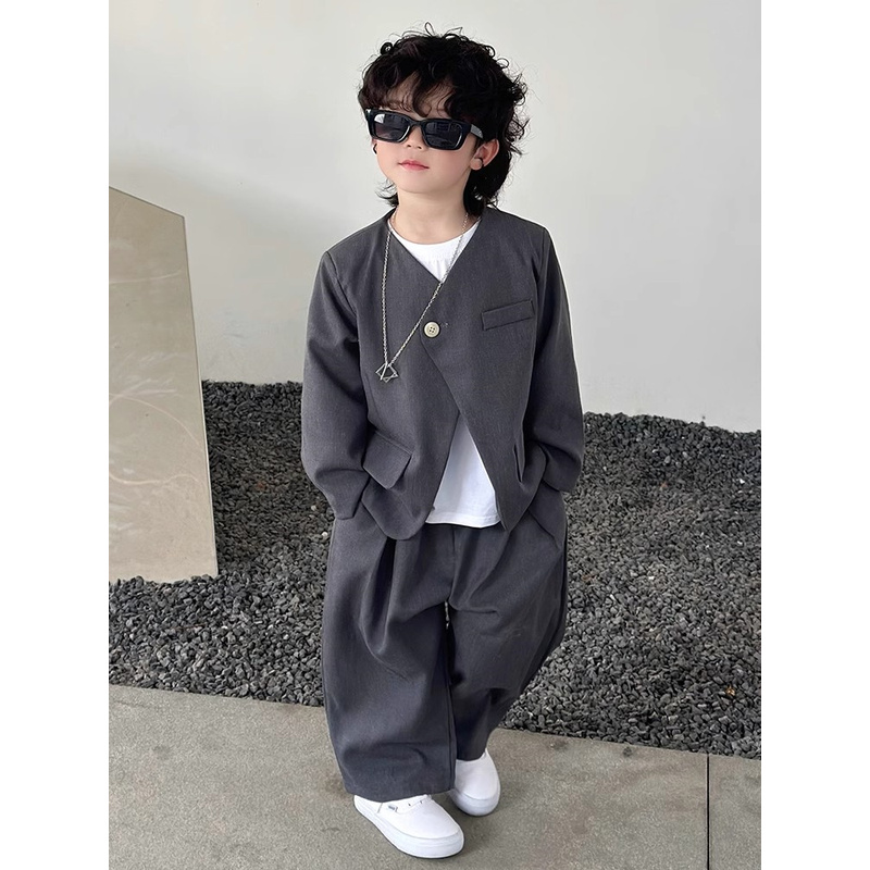 韩国Uamtor男童西装套装春秋主持人礼服2025新款男孩演出洋气西服