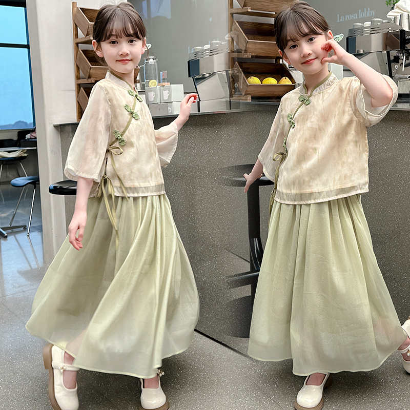 NETX LONG汉服女童夏季2025儿童古风公主裙春夏装女孩国风连衣裙