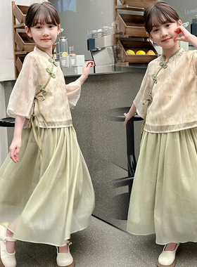 NETX LONG汉服女童夏季2025儿童古风公主裙春夏装女孩国风连衣裙