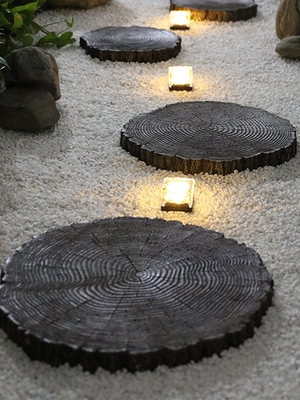 踏步石民宿花园装饰农家小院造景布置草地户外地砖中式庭院汀步石