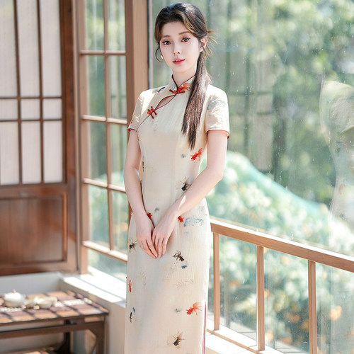 尘记复古日常中长款旗袍