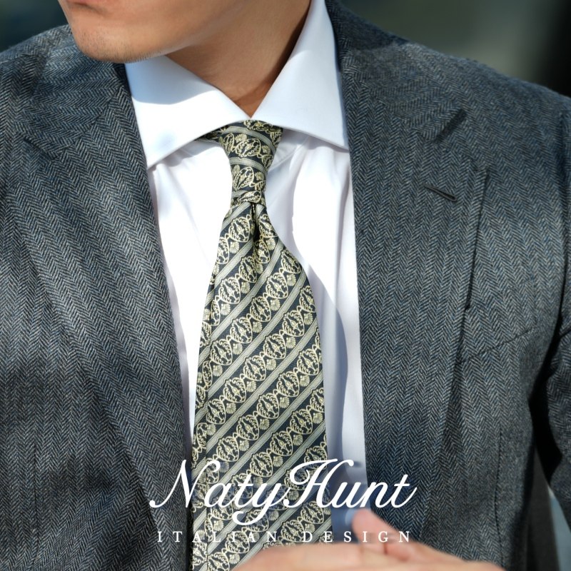 Natyhunt正装真丝领带复古棕榈花纹桑蚕丝新郎高端配饰礼盒装9.5c,服饰配件/皮带/帽子/围巾,领带,淘宝优惠券,粉丝福利购,淘宝优惠卷