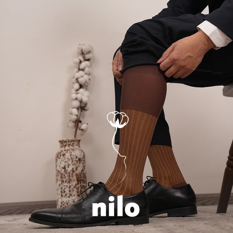 NATYHUNT长筒及膝袜绅士丝光棉袜