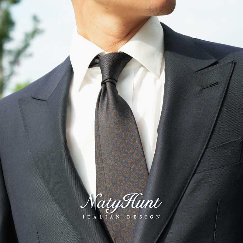 Natyhunt【全丝制造羊毛衬】桑蚕丝男手打领带花青色商务轻奢礼盒