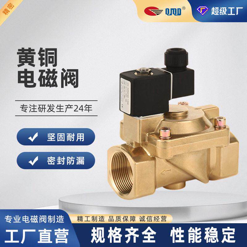 黄铜电磁阀先导膜片式AC220V和DC24V大通径水用气体用常开电磁阀