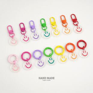 韩国糖果亚克力笑脸钥匙扣可爱女生包airpods车挂件汽车饰品耳机