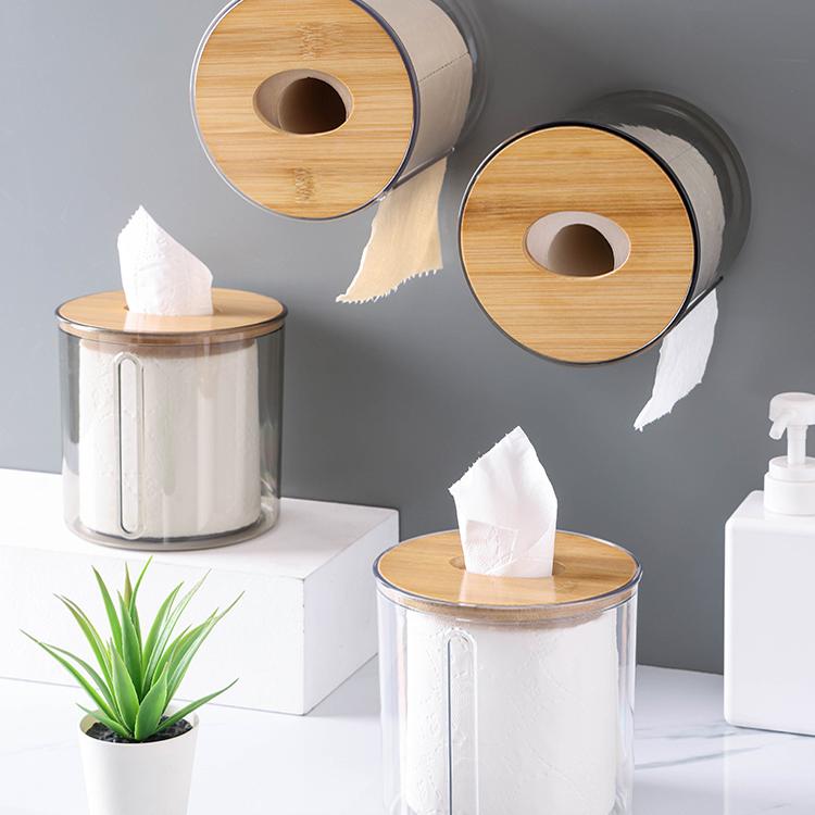 卫生间纸巾盒厕所卷纸置物架免打孔壁挂防水客厅茶几圆形抽纸盒