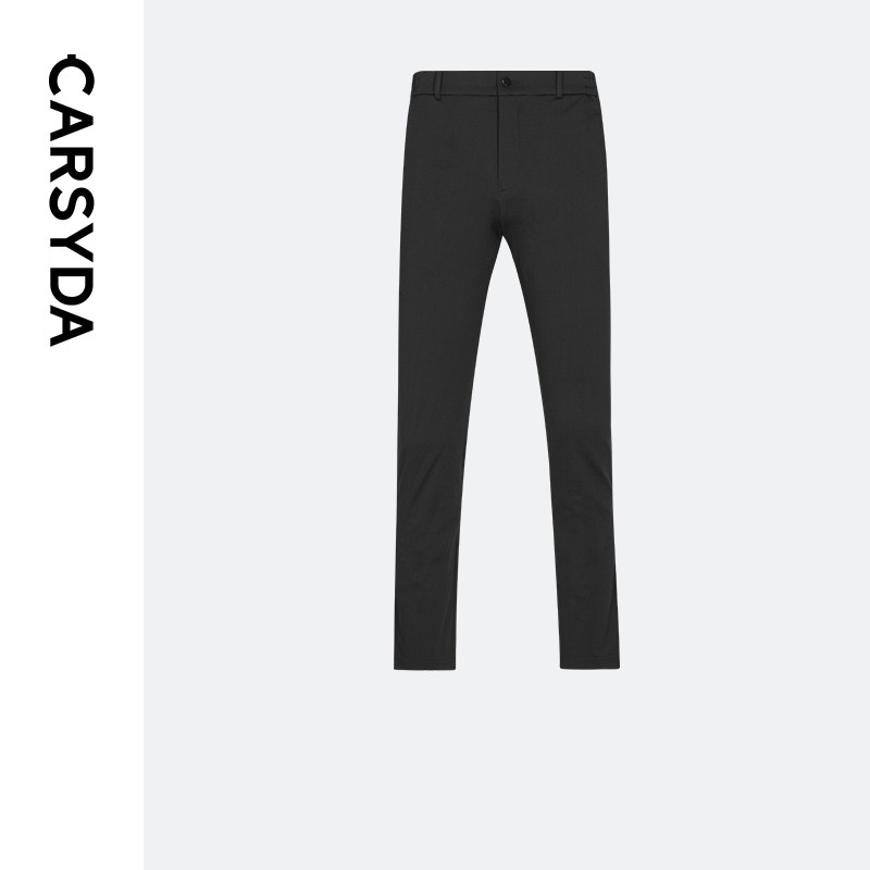CARSYDA/珈仕达品质男装春季黑色针织套裤直筒修身休闲裤新款