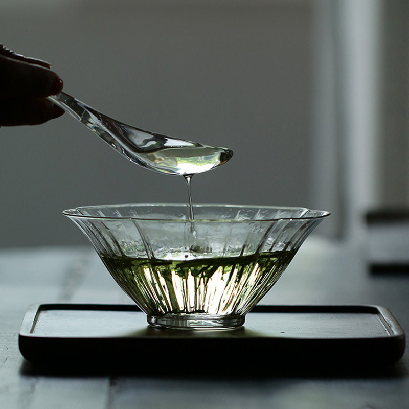 玻璃花瓣碗绿茶泡茶碗日式抹茶碗仿宋点茶盏燕窝碗藕粉甜品沙拉碗