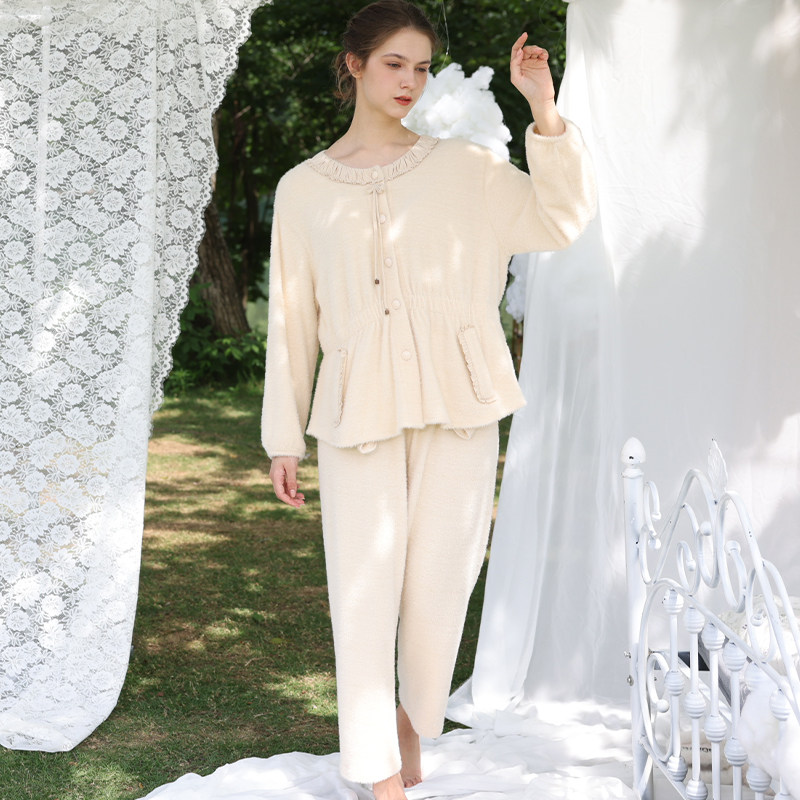 水貂绒休闲随性时尚家居服套装女