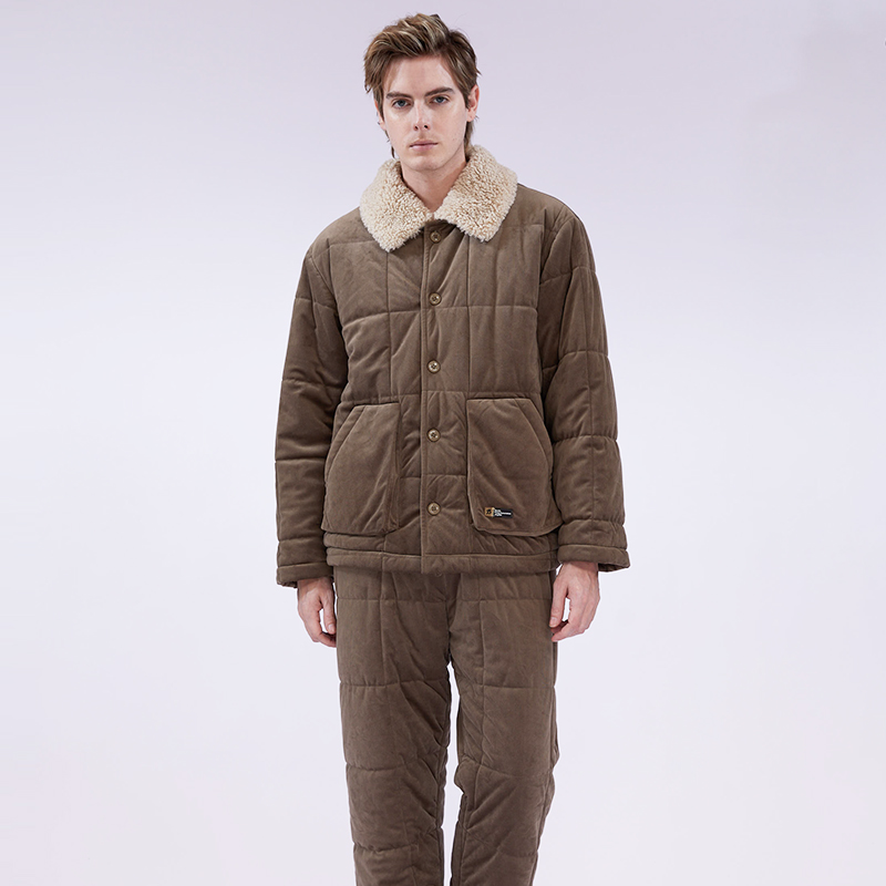 曼诺曼蒂克睡衣秋冬男士新款竖条绒休闲英伦帅气家居服套装可外穿