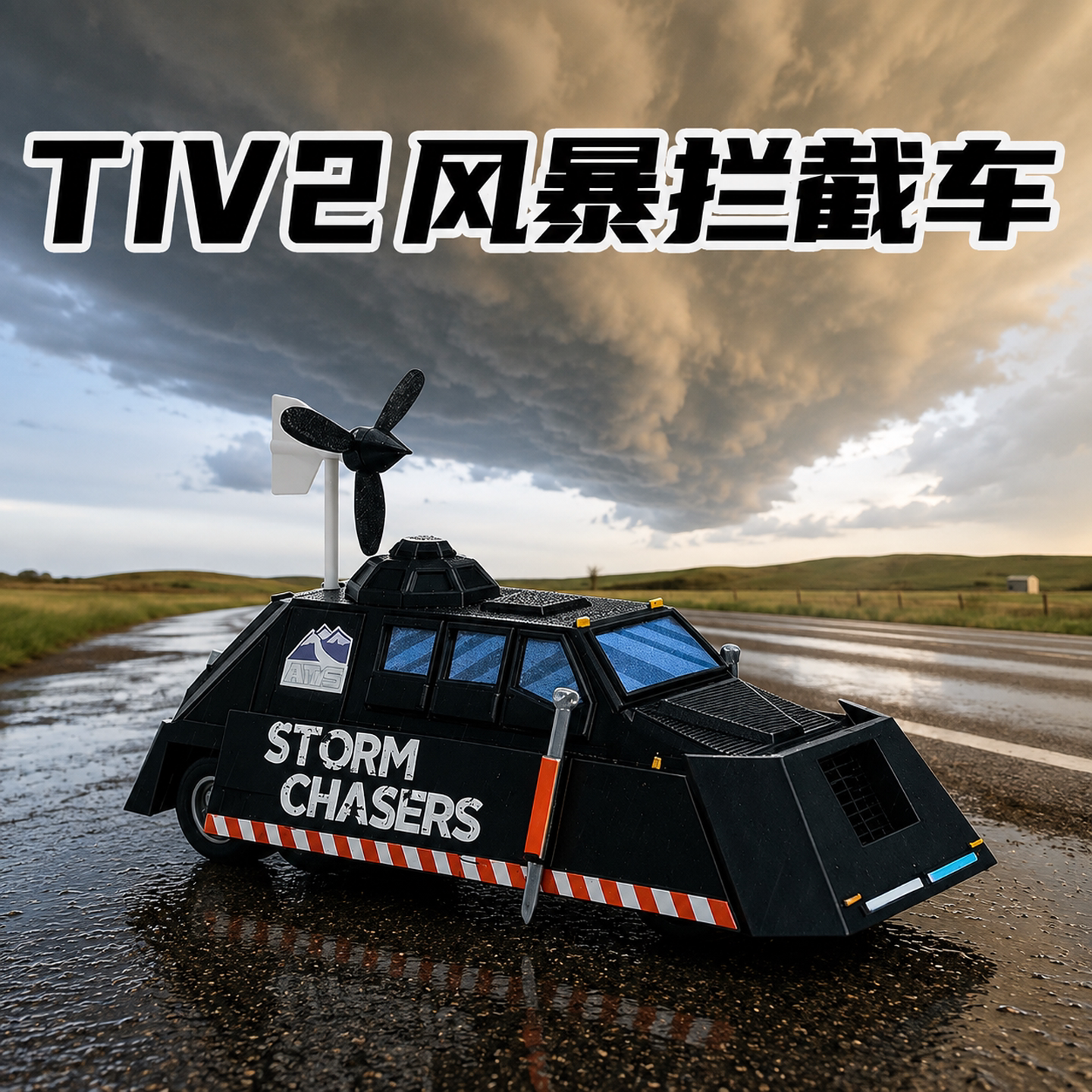 风暴拦截车TIV2龙卷风拦截车防风车儿童玩具风暴追逐者3D打印模型图片