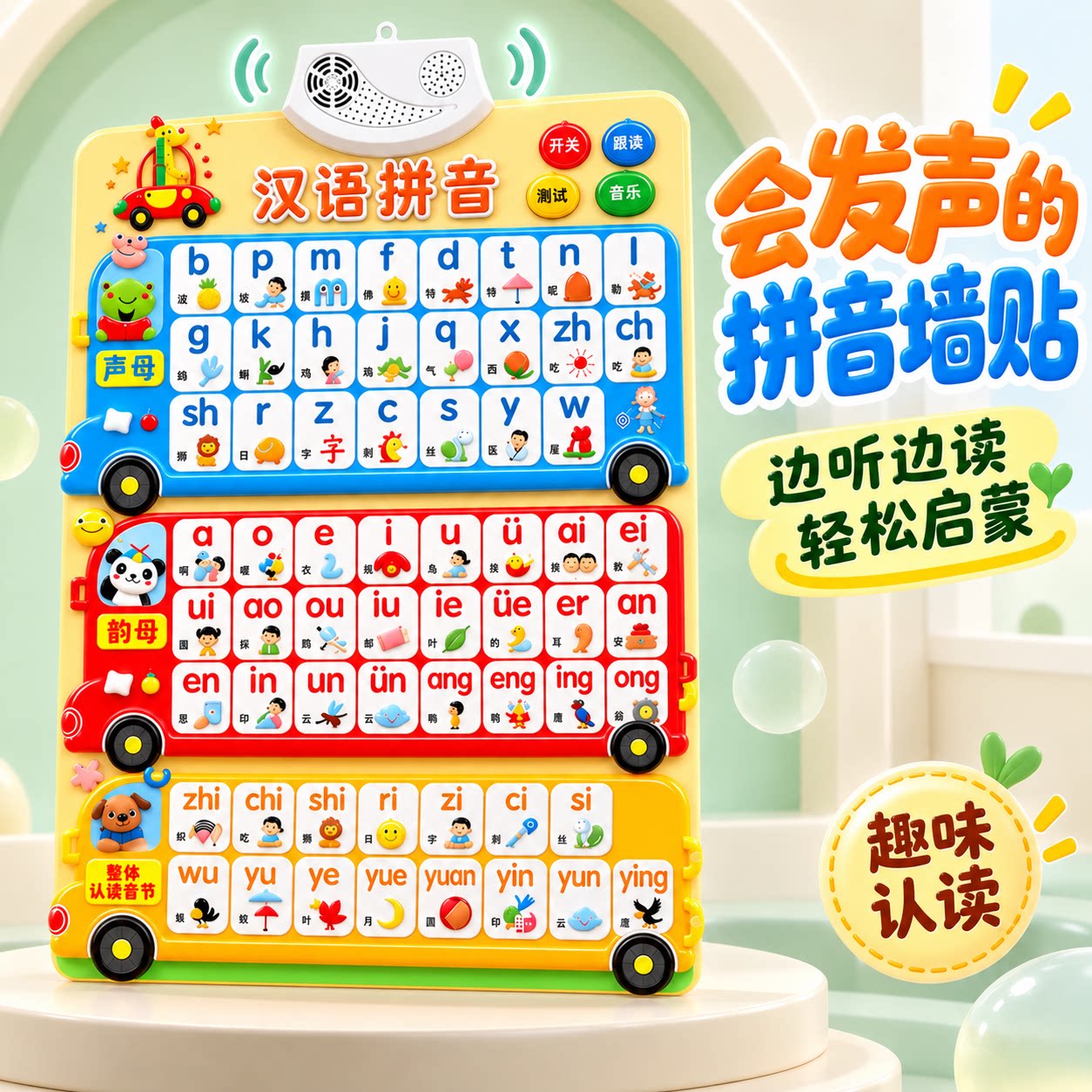 拼音挂图早教字母表有声墙贴一年级声母韵母认读音节发声认知神器