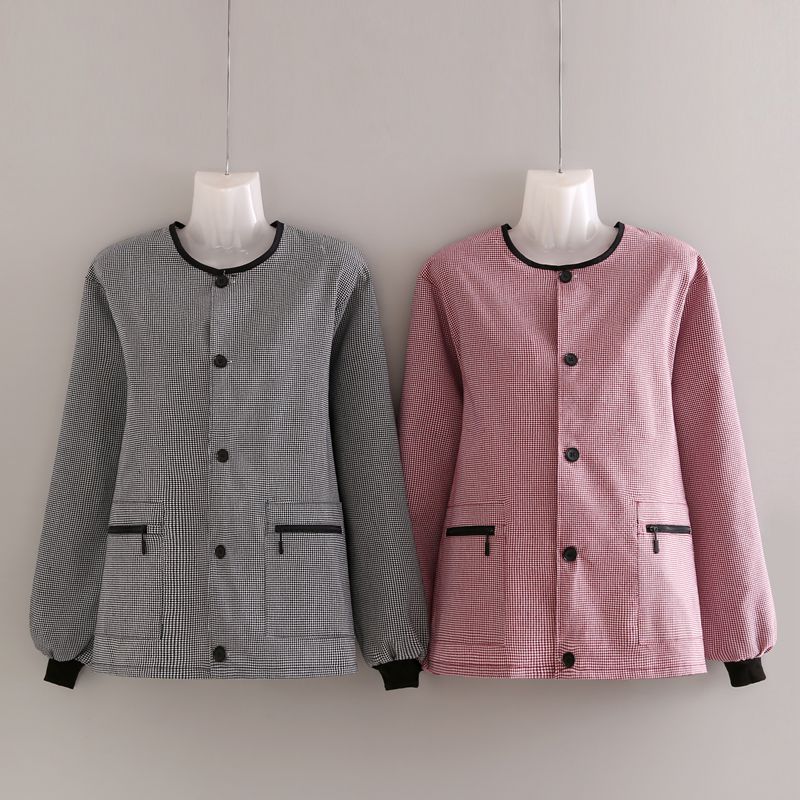 短款正穿围裙长袖韩版罩衣家用厨房做饭大人上班防尘拉链兜工作服