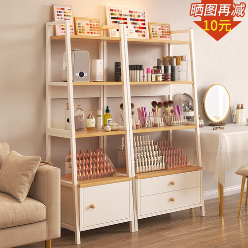 化妆品置物架阶梯美甲展示架甲油胶指甲油首饰品梯形放包包的白色