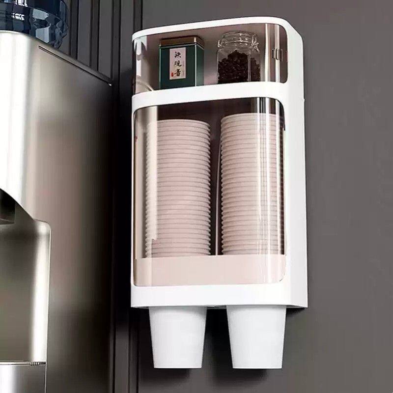 取杯器家用一次性杯子杯架放纸杯水杯收纳盒防尘免打孔储物置物架