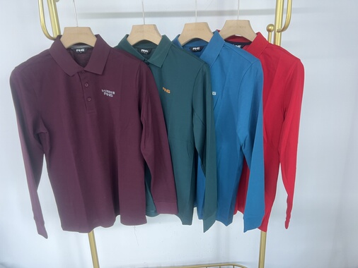 21117捡漏韩单PiN高尔夫男士春秋翻领长袖休闲户外速干珠地棉清仓