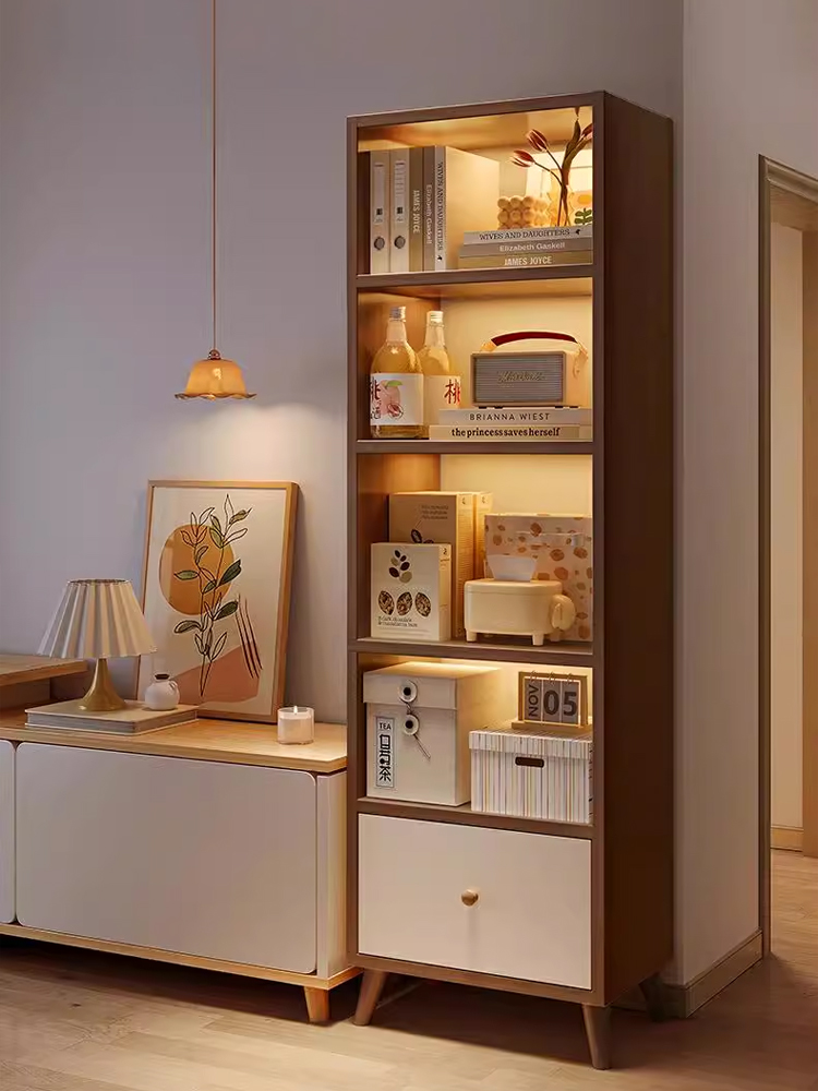 客厅展示柜书架落地简易置物架收纳柜子靠墙一体多层家用储物书柜