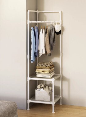 转角衣帽架落地卧室家用室内衣服收纳架子入户简易客厅阳台挂衣架