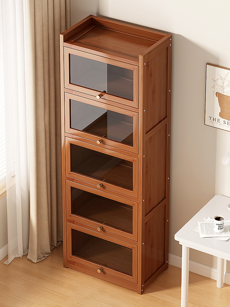 裂纹书架储物架落地式储物柜家庭书柜客厅壁挂式杂物柜简易防尘学
