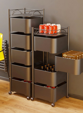 旋转置物架小推车落地多层零食果蔬菜篮子家用收纳储物架厨房专用