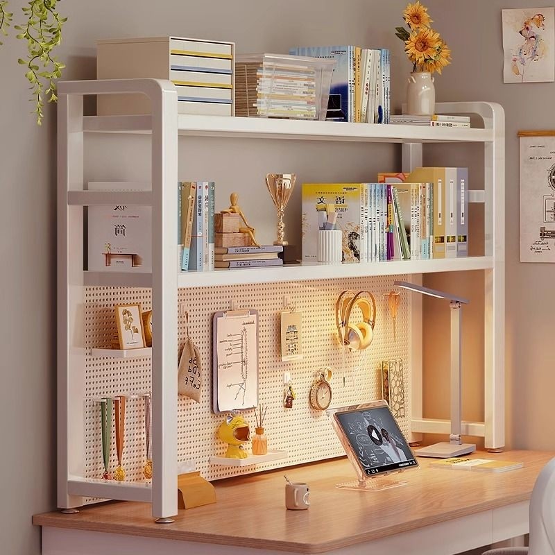 洞洞板置物架桌面桌上书架多层书桌收纳架学生电脑床品布艺晾晒架