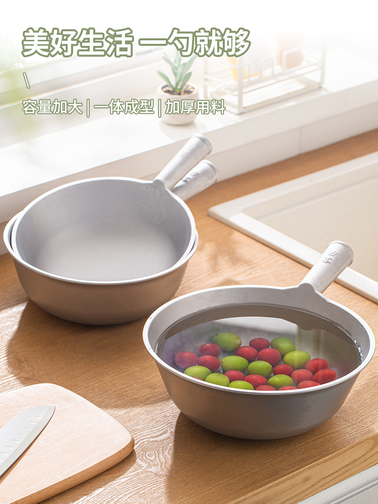 一体式加厚老式铝水勺家用水勺厨房耐高温水漂白长柄水勺