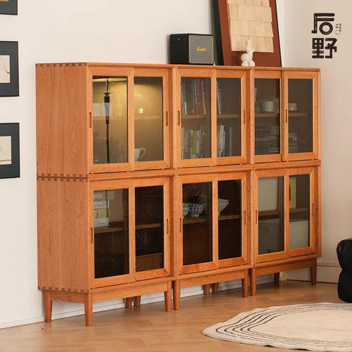 后野可叠加组合书柜储物柜 家用带门防尘收纳展示柜落地柜 叠叠乐