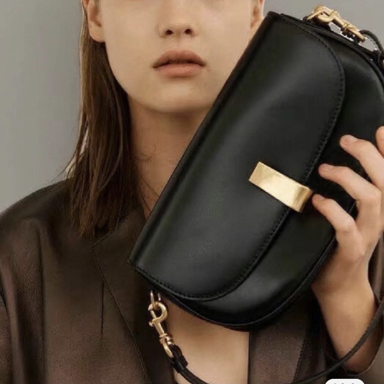 韩国原单车静媛牛皮腋下斜挎包