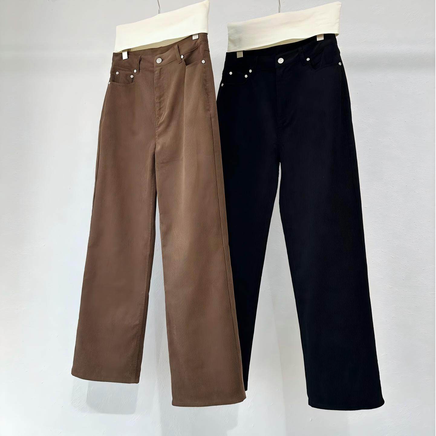 韩国原单通勤百搭灯芯绒直筒裤