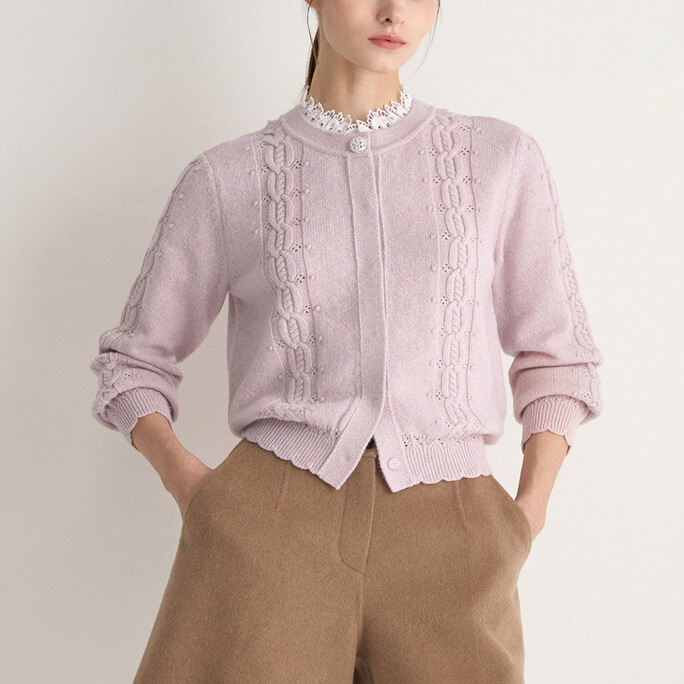 韩国外贸优雅时尚花边领针织衫