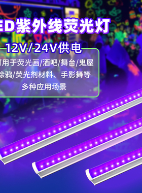 24Vled长条紫光灯黑光荧光画酒吧派对舞台低压12V紫外线荧光灯管